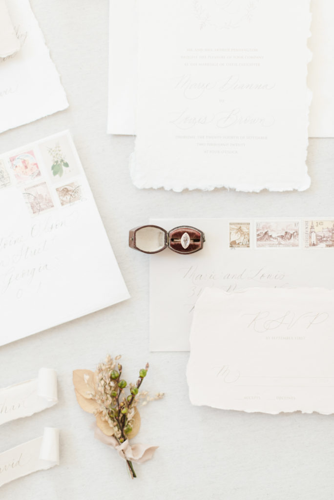 wedding invitation on handmade paper